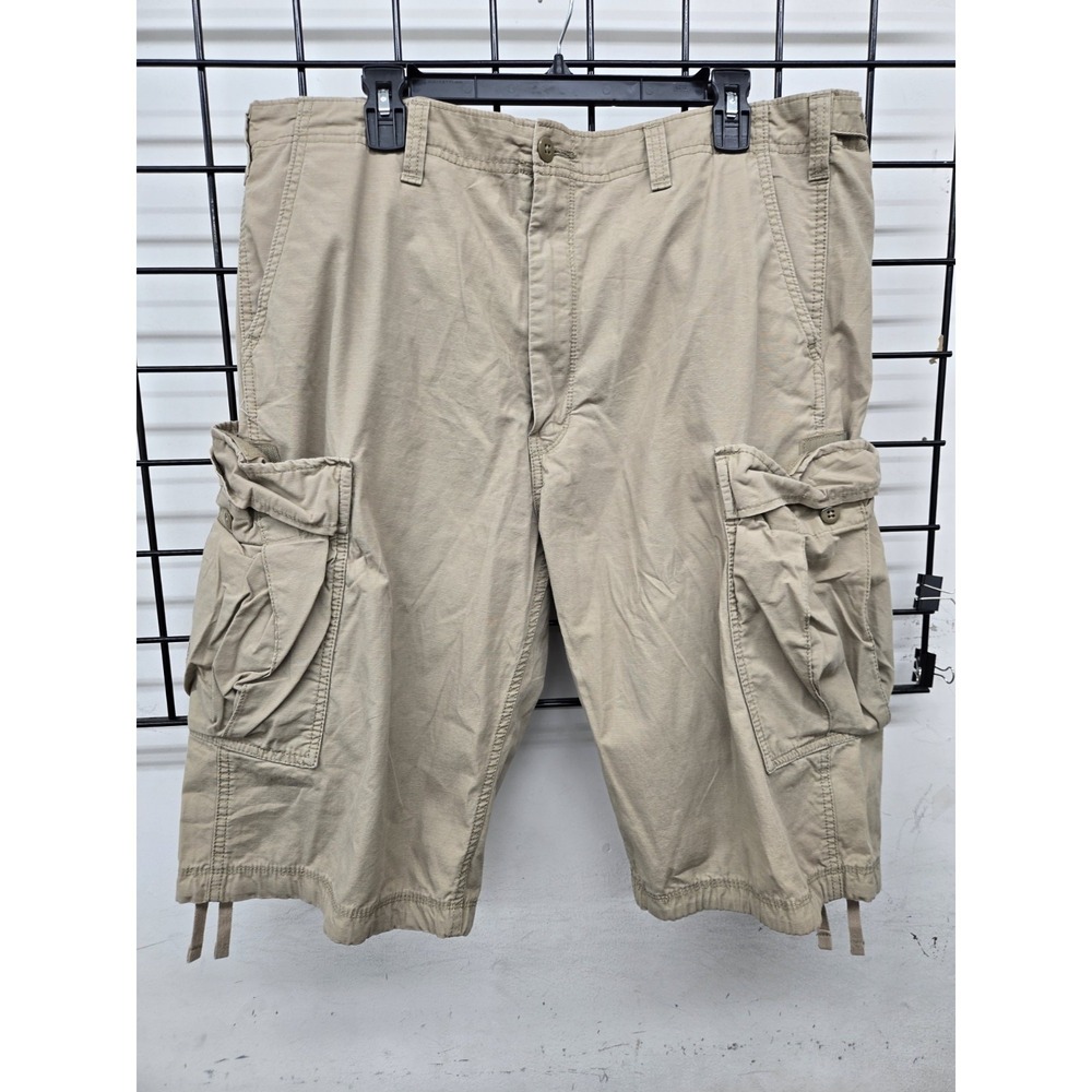 Levis Men's Khaki Cargo Shorts W/Double Side Pockets, Bottom Strings, Size 38
